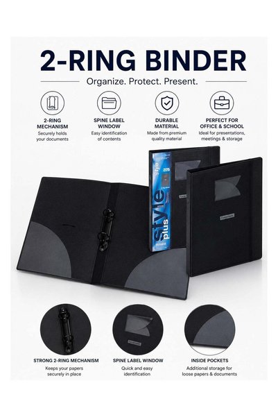Generic A4 Size Ring Binder With Two Rings And Elastic Closure