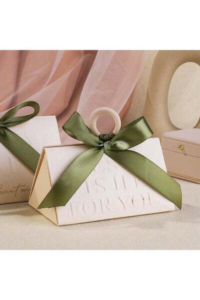 Generic 10Pcs Wedding Favor Boxes, Portable Folding Triangle Treat Gift Box w...