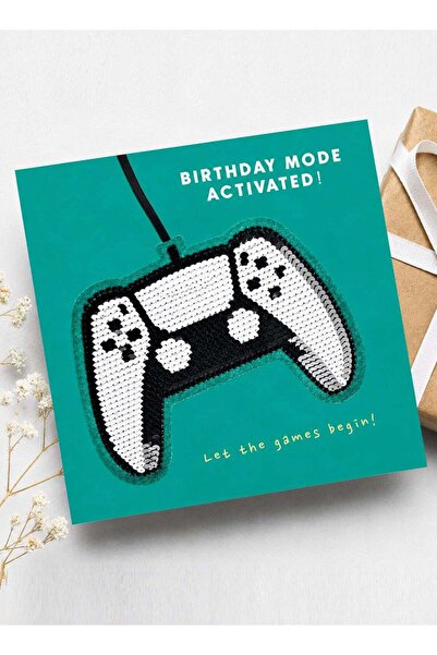 Generic Gamer Sequin Birthday Greeting Card, Sparkly Gaming Design for Kids a...