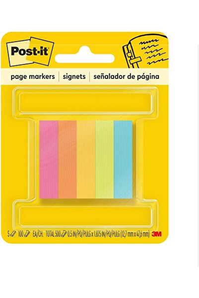 Generic Post-it 6705AN Page Flag Markers, Assorted Brights, 100 Strips/Pad, 5...