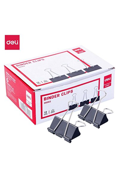 Generic Deli E38562 Binder Clips 41mm Black Metal - 12pcs - ideal for office ...