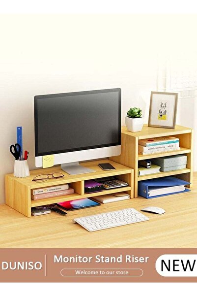 Generic Monitor Stand Riser Set,2-Tier Monitor Stand with 3-Layer Desktop Sto...
