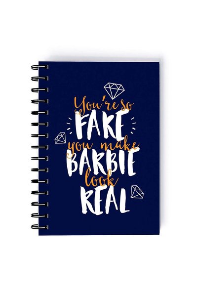 Generic Spiral A5 Notebook Funny Typography Cute Fake Barbie Blue