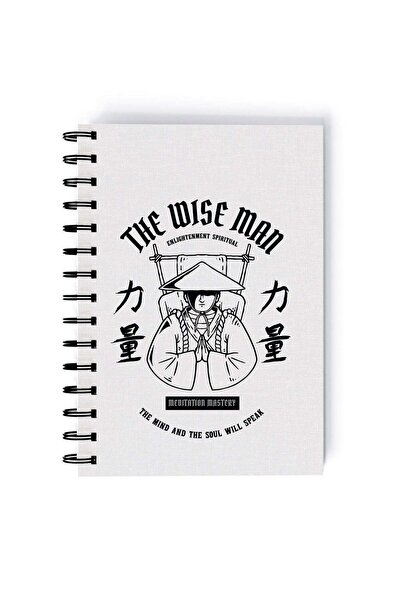 Generic The Wise Man Design Rectangle Spiral A5 Notebook Grey/Black