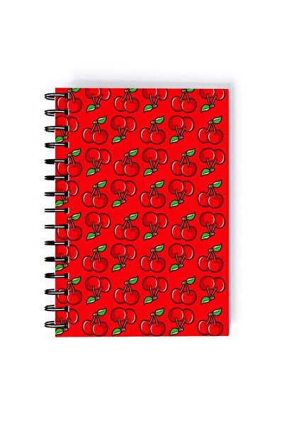 Generic Spiral A5 Notebook Pattern Cute Fruits Cherries Red Aesthetics