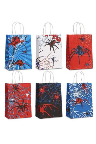 Generic 6Pcs Paper Party Bags, Cartoon Spider Party Gift Bags with Handle, Fu...