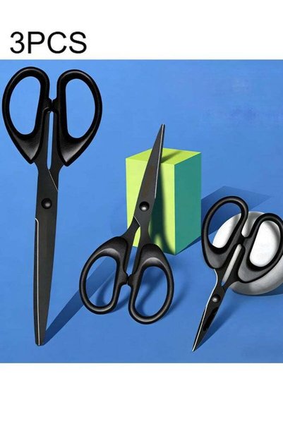 Generic 3 Multi-Function Black-Edged Scissors - Non-Stick Design, with Safety...