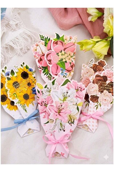 Generic 4pcs 3D Bouquet Bow Greeting Cards - Sturdy Solid Cardstock for Back ...
