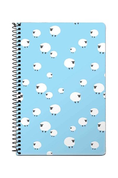 Generic Counting Sheep A5 Spiral Notebook Blue/White