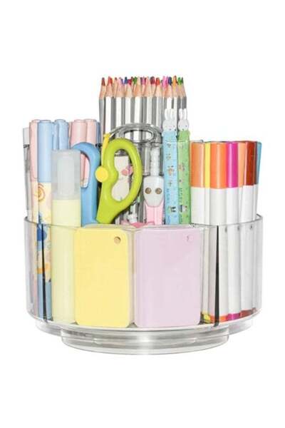 Generic Acrylic Pen Holder, 360-Degree Rotating Pen Holder for Desk, Clear De...
