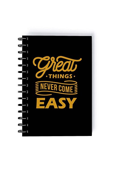 Generic Great Things Quote Rectangle Spiral A5 Notebook Black/Yellow