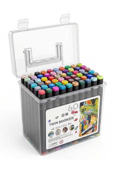 Generic Duravel 60 Colours Artist's Markers,Double Headed Marker Set, Colouri...