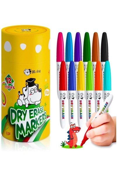 Generic Washable Mini Dry Erase Markers for Kids, Small 12 Colored Non-Toxic ...
