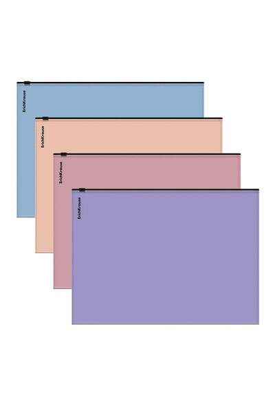 Generic 4-Piece A4 Size Opaque Zipper Bags Assorted Manga Colours