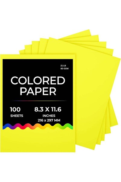 Generic AL FAKHAMA Multipurpose Yellow Colored Paper - 100 Sheets, 80 GSM, A4...
