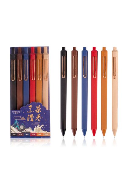 Generic Retractable Gel Ink Pens, 6 Pcs Black Ballpoint Pens, 0.5mm Fine Poin...