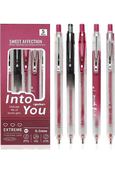 Generic Red Pens, 5Pcs 0.5mm Red Ink Pens,Fine Point Smooth Writing Pens, Ret...