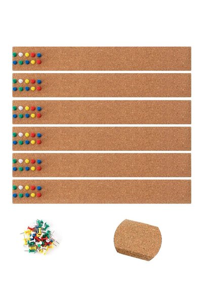 Generic Cork Board Bulletin Bar Strip 15x2 Inch - 1/2 Inch Thick, Pack of 6 -...