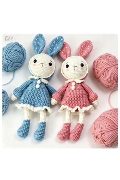 Generic DIY Crochet Bunny Couple Kit, Hand Knitting Yarn Balls & Tools Set, C...