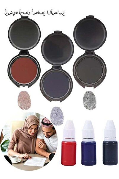 Generic 3 Fingerprint Ink Pads with 3 Refill Inks,3 Colors Red Blue Black No ...