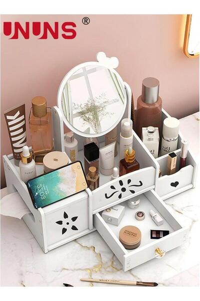 Generic Desk Organizer,2-Layer Large Capacity Organizer With Drawers And Mirr...