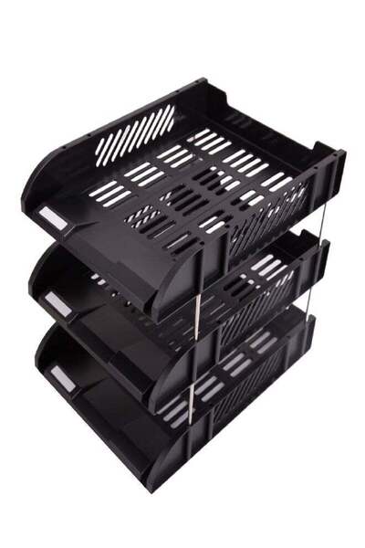 Generic 3-Shelf Portable Document Tray Black