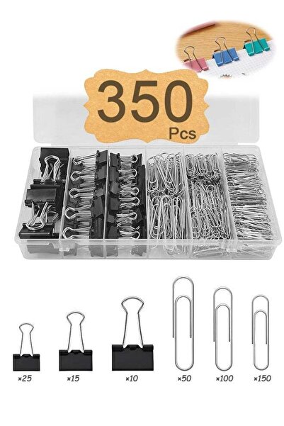 Generic 350 Pcs Paper Clips and Binder Clips Metal Office Clips Set with Stor...