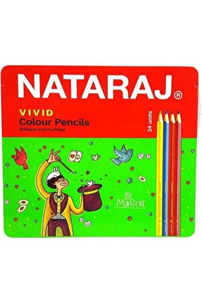 Generic Nataraj Vivid Premium Triangle Colour Pencils – 24 Colors with Free C...