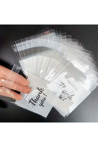 Generic 100PCS Mini Thank You Gift Bags 5.5 x 5.5cm | Self-Sealing Clear OPP ...