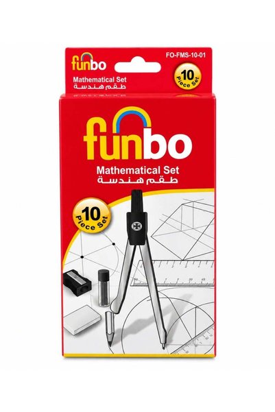Generic Funbo Maths Set in Metal Box - 10-Piece Geometry Kit