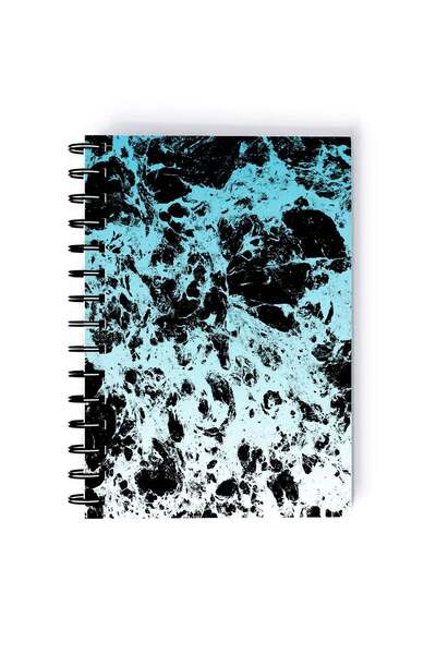 Generic Spiral A5 Notebook Marble Pattern Black Blue Aesthetics