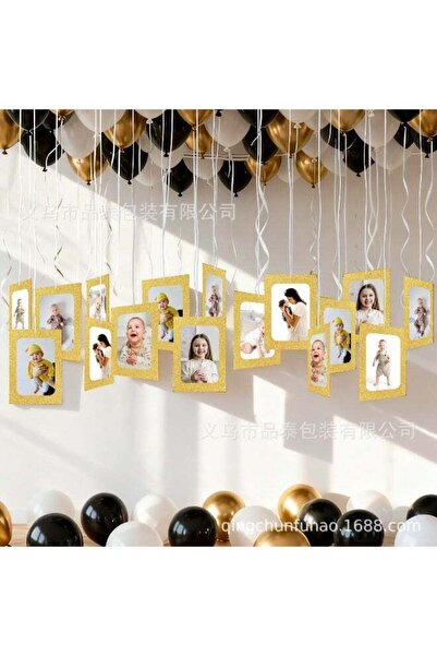 Generic 12 PCS Gold Photo Frame Ornaments for Display Picture, Festive Hangin...