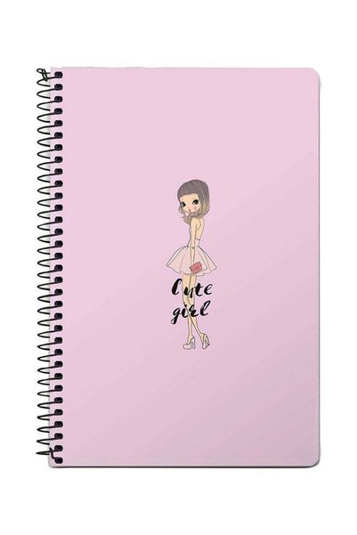 Generic Coy Cute Girl A5 Spiral Notebook Pink/Black