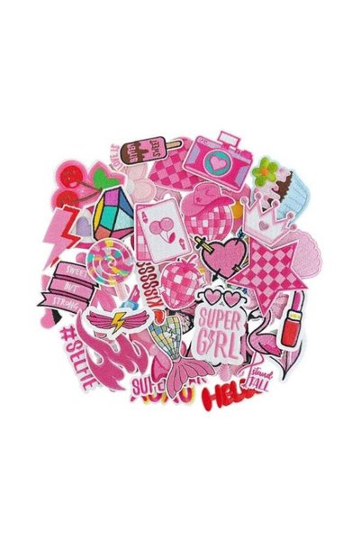 Generic 43pcs Pink Embroidered Patches, Pink Theme Iron on Patches for Girls ...