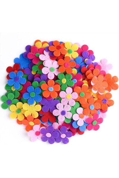 Generic 100 Pieces Felt Flowers Fabric Flower Embellishments Assorted Colors ...