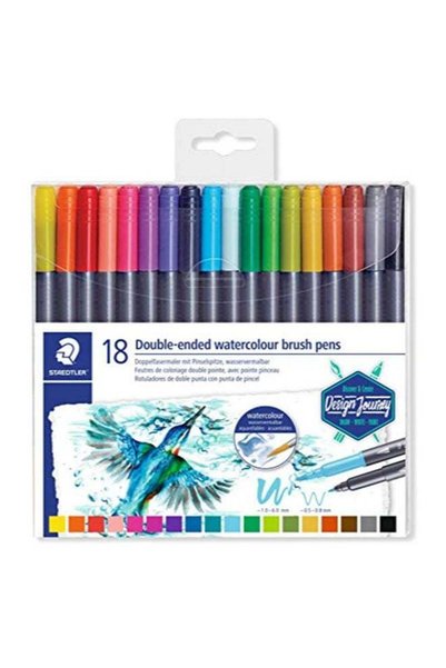 Generic Pack Of 18 Double Ended Watercolour Brush Pens Multicolour