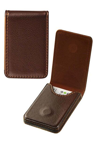 Generic Coffee PU Leather Business Card Holder, Magnetic Pocket Wallet for Men