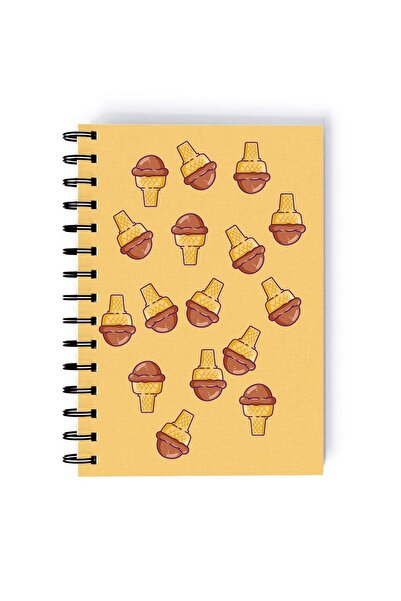 Generic Spiral A5 Notebook Pattern Cute Ice Cream Emoji Beige Aesthetics