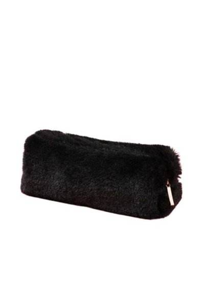 Generic Kawaii Solid Color Plush Pencil Case Black