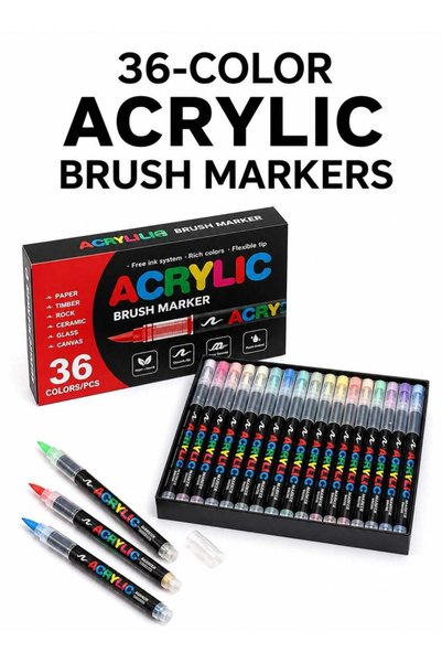 Generic 36-Color Acrylic Paint Marker Pens, Waterproof Quick-Dry Markers for ...