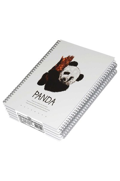 Generic 5 Pieces Spiral Hard Cover Notebook 96 Sheets A4 Panda Design 5