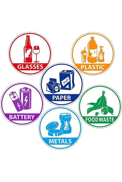 Generic 6 Pieces Recycle Sticker Decal for Trash Can, Re-Adjustable Waterproo...