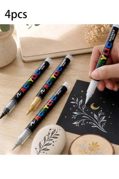Generic Acrylic Paint Markers 4 Pcs, Paint Pens with Soft Brush Tip and Water...