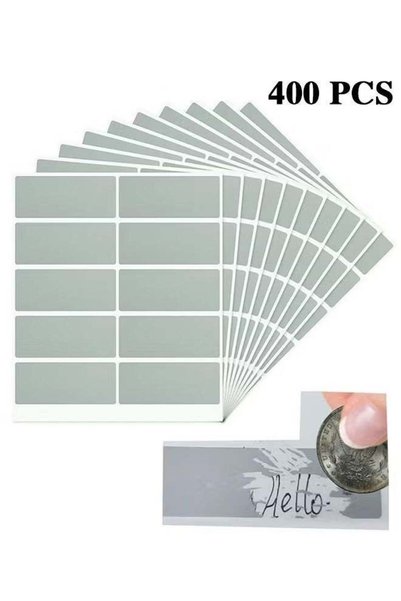 Generic 400PCS(40Sheets) Scratch Off Stickers Labels - Rectangle, Gray, Self-...