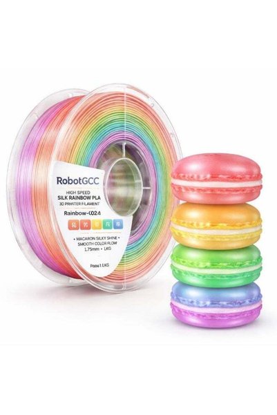 Generic Silk Rainbow Macaron PLA 3D Printer Filament 1.75mm Multicolor Gradie...