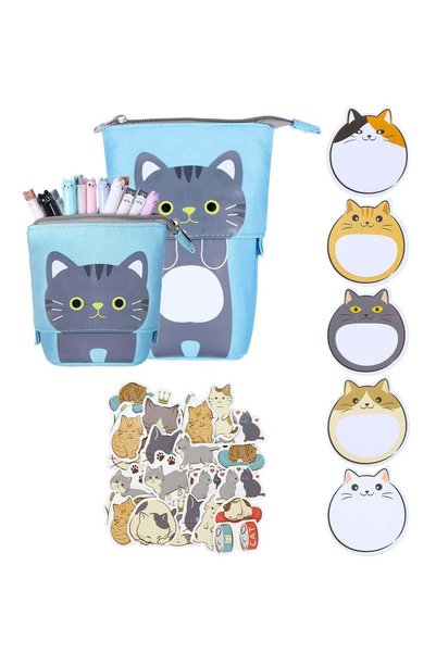 Generic Cute Cat Stationery Set - 66 Pcs Cartoon Kawaii Supplies for Boys and...