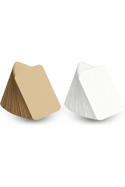 Generic 200 Pcs Blank White & Kraft Paper Round Corner Flash Card, Small Inde...