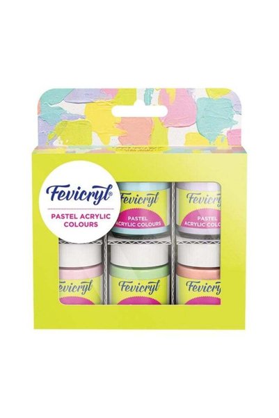 Generic Fevicryl Multi Surface Pastel Acrylic Colours Kit 6 Shades X 15Ml | I...