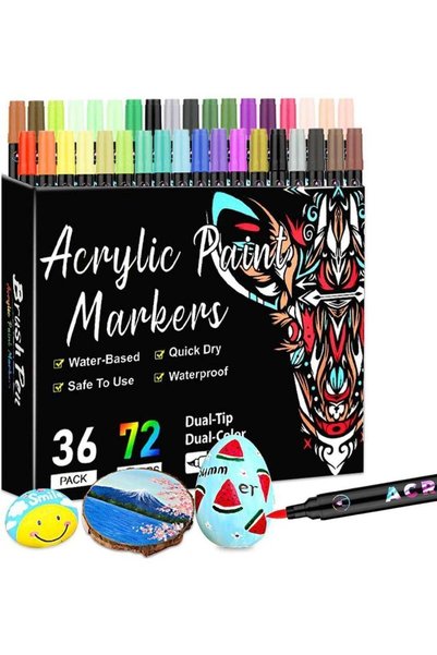 Generic Acrylic Paint Pens, Twin Sided Multicolor Art Marker Collection, Inst...