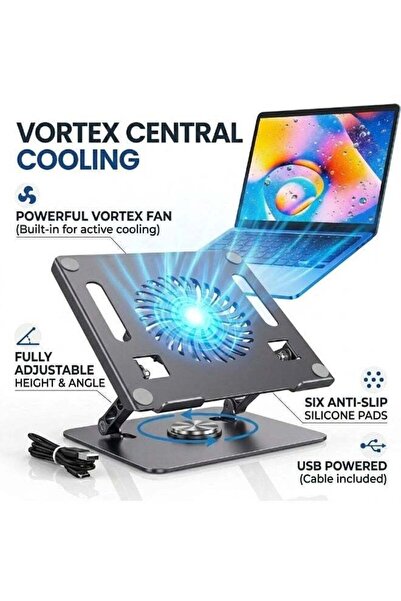 Generic Adjustable Iron Laptop Stand with Cooling Fan – Ergonomic Computer De...